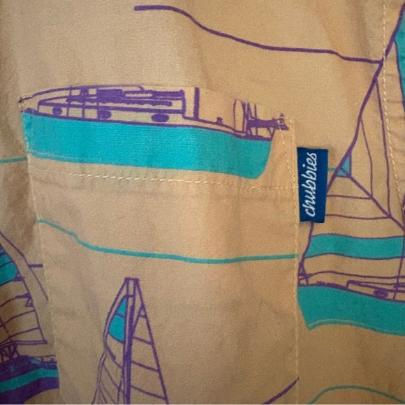 Chubbies Short Sleeve Button Down Shirt Nautical Sailboat - Picture 2 of 11